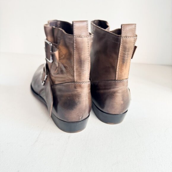 Fast Leather Antique finish All Leather Buckle Detail Booties 41 - Picture 4 of 9